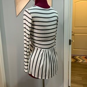 Les Amis striped long sleeve shirt with ruffle back detailing